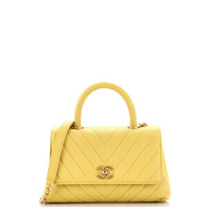 Chanel Mini Coco Top Handle Bag Chevron Caviar